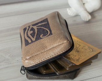 Brown Tarot Card Deck Holder with Zipper, Waterproof Tarot Case