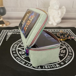 Türkisfarbener Tarot-Karten-Deckhalter mit Reißverschluss, Hülle für großes Tarot-Kartenspiel, tolles Geschenk für Tarot-Leser