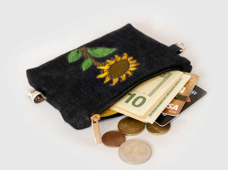Sunflower Coin Purse Zipper for Women Embroidery Coin Pouch Etsy