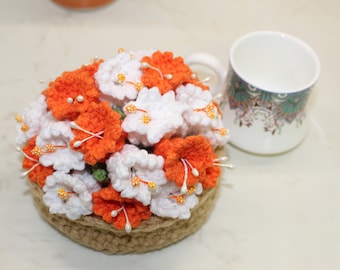 Crochet flower coasters, 2, 3 or 4 pieces in a set plus a basket. Perfect for gifting to friends, a gift for any occasion, Handmade decor