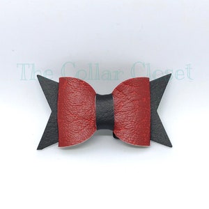 Red and Black Leatherette Fun Collar Bow.