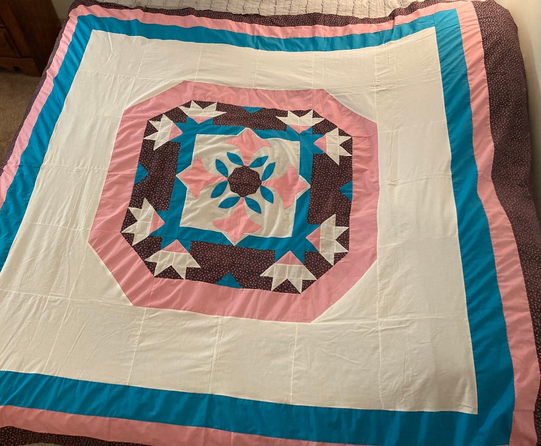 Vintage Hand Stitched Patchwork Quilt Top QUEEN SIZE Etsy