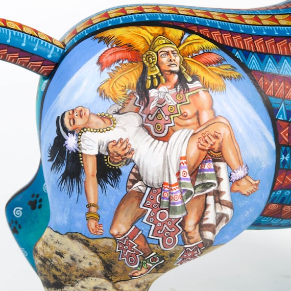 アステカのショロイツクイントル犬 - オアハカのアレブリヘの木彫り