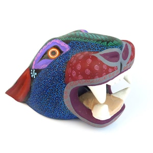 Zapotec Jaguar Head - Oaxacan Alebrije Wood Carving
