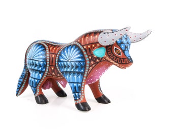 Fabulous Zapotec Bull - Oaxacan Alebrije Wood Carving