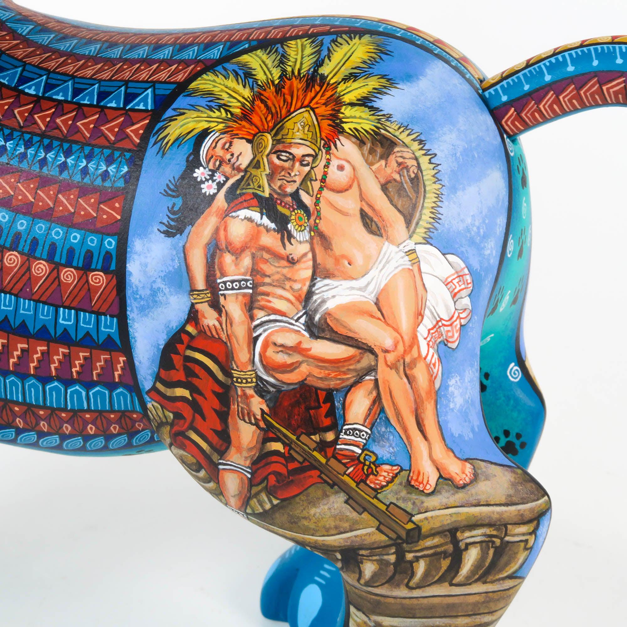 アステカのショロイツクイントル犬 - オアハカのアレブリヘの木彫り