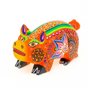 Orange Pig - Oaxacan Alebrije Wood Carving
