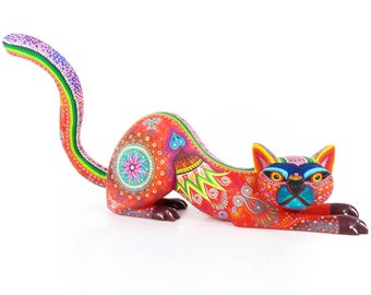 Crouching Jaguar - Oaxacan Alebrije Wood Carving