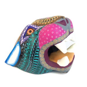 Zapotec Jaguar Head - Oaxacan Alebrije Wood Carving