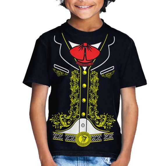 Mexican Mariachi Charro Halloween Costume Toddler Kids Boy Girl T-Shirt Mexico