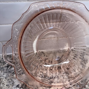 Anchor Hocking Pink Depression Glass Open Rose Mayfair Fruit Bowl 11.5”