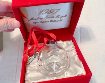 Madison Avenue Lead Crystall Ball Ornament with Tree Design in Padded Box-1997