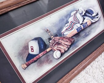 Baseball Decor "Big Hit" Sport Theme Ready Hang 20.5" Wide Bat Glove Boys READ