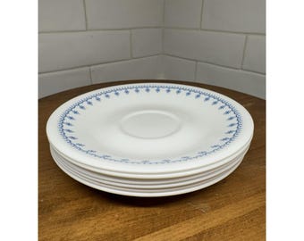 Corelle Snowflake Blue Set Of 6 Saucers. Vintage. Corning. Great Condition