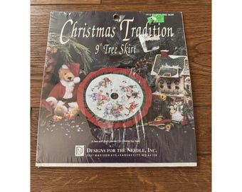 Christmas Traditional 9" Tree Skirt Cross Stitch Kit- For Table Top Tree