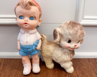 Edward Mobley 1956 Rubber Working Boy And Sun Rubber Squeaky Dog Puppy Vintage
