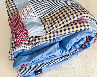 Vtg Tommy Hilfiger Madras Patchwork Comforter Full Size Double Primary Colors