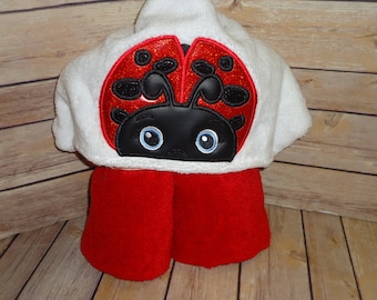 Ladybug Hooded Towel for Kids OR Adults -Custom Made to Order