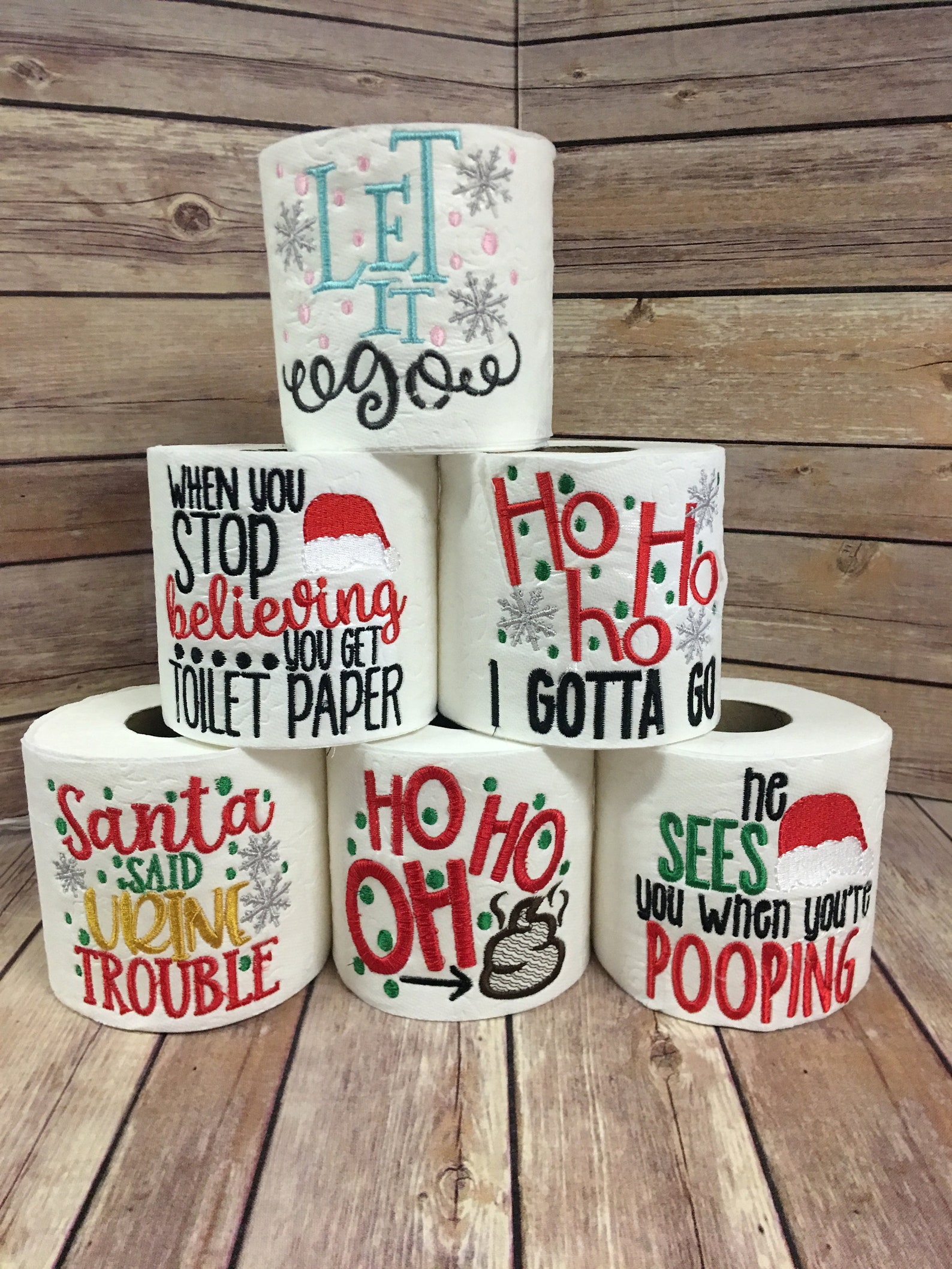 CHRISTMAS Embroidered Toilet Paper Gag Gift Secret Santa Etsy