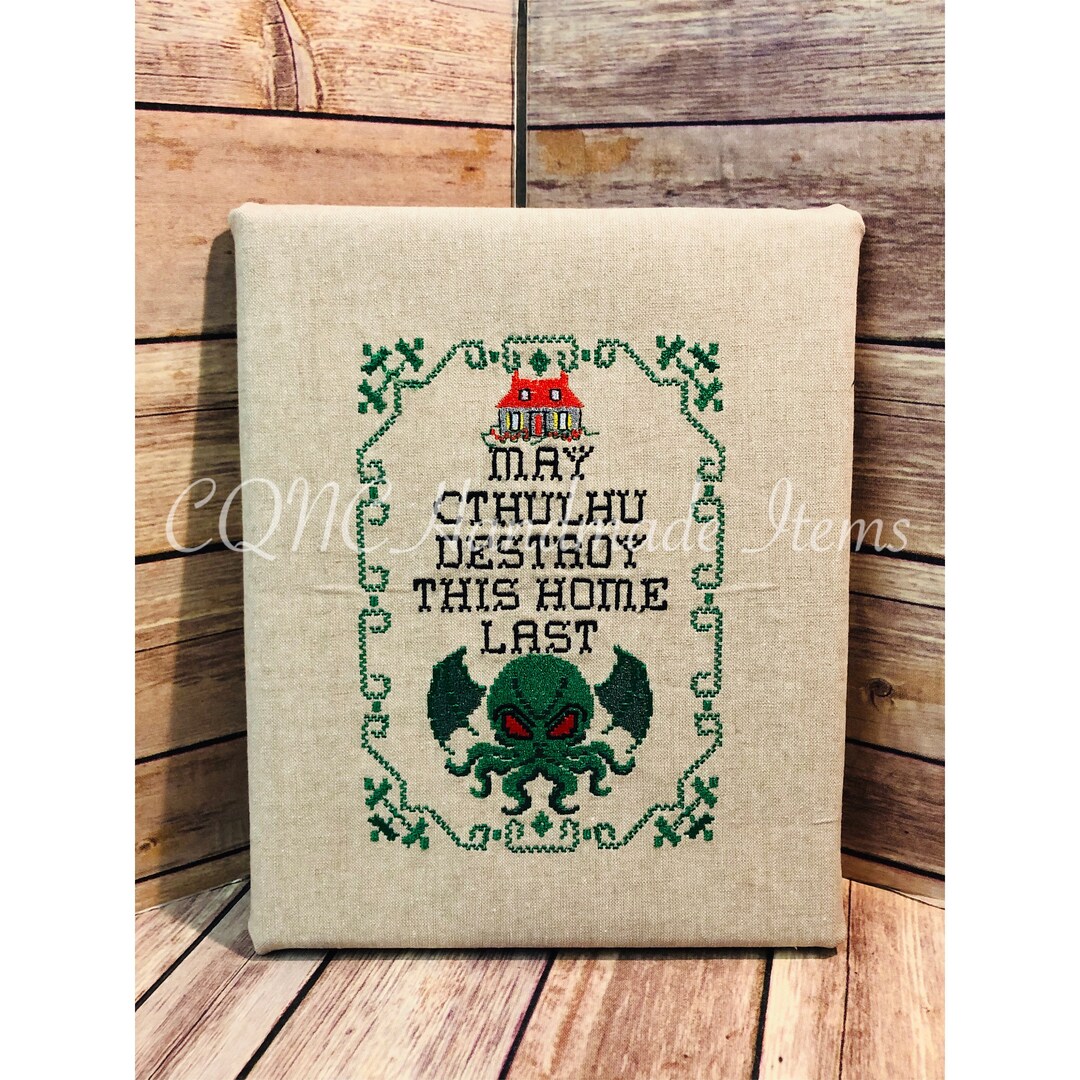 May Cthulhu Destroy This Home Last Wall Art Embroidered Banner on