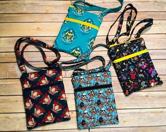 Design Your Own Double Zipper Crossbody Bag - Custom Made to Order - You Choose the Fabrics