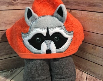 Racoon 3D Hooded Towel for Kids OR Adults -Custom Made to Order