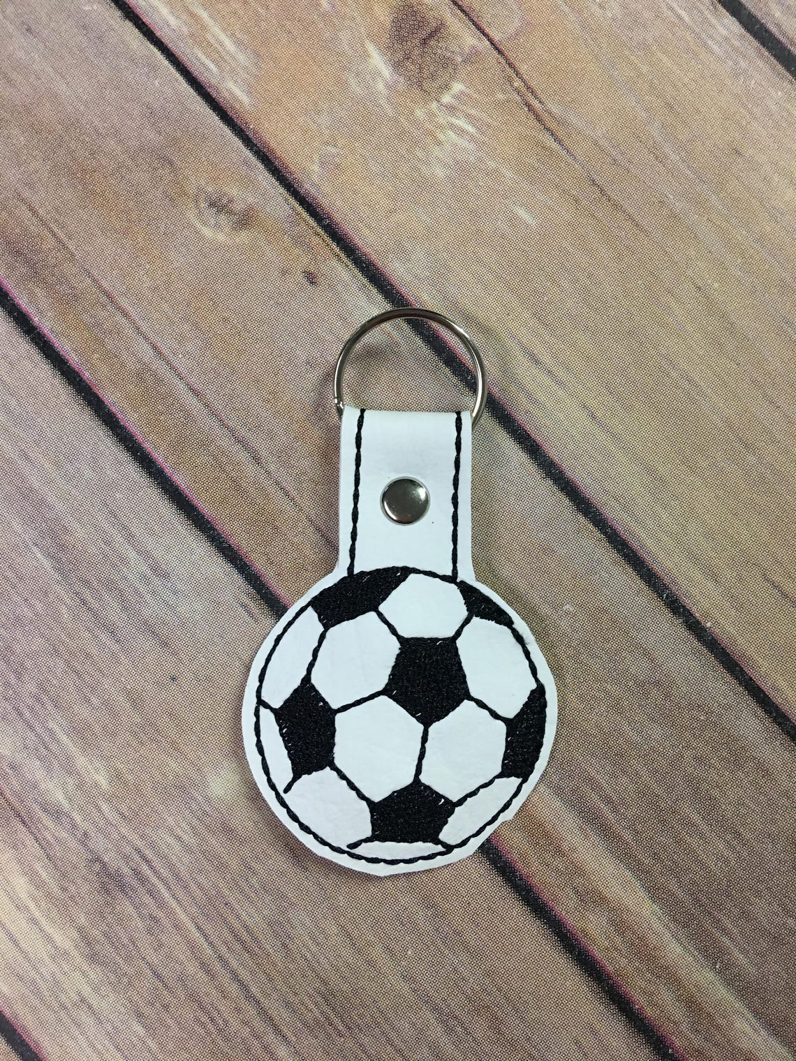 Soccer ball Embroidered Keychain Key chain KeyFob Snaptab Etsy