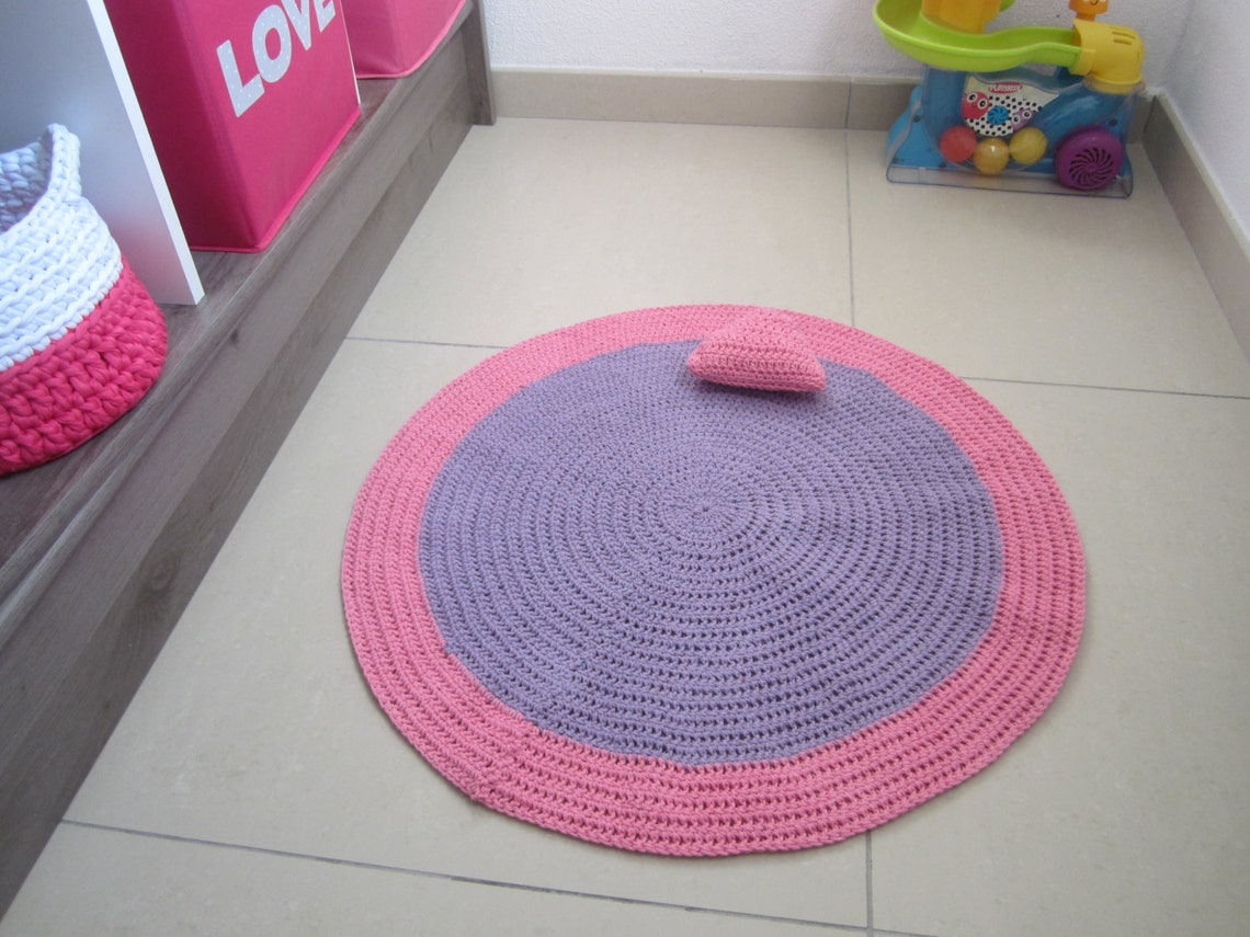 Baby girl rug baby girl bedroom rug round crochet rug pink Etsy