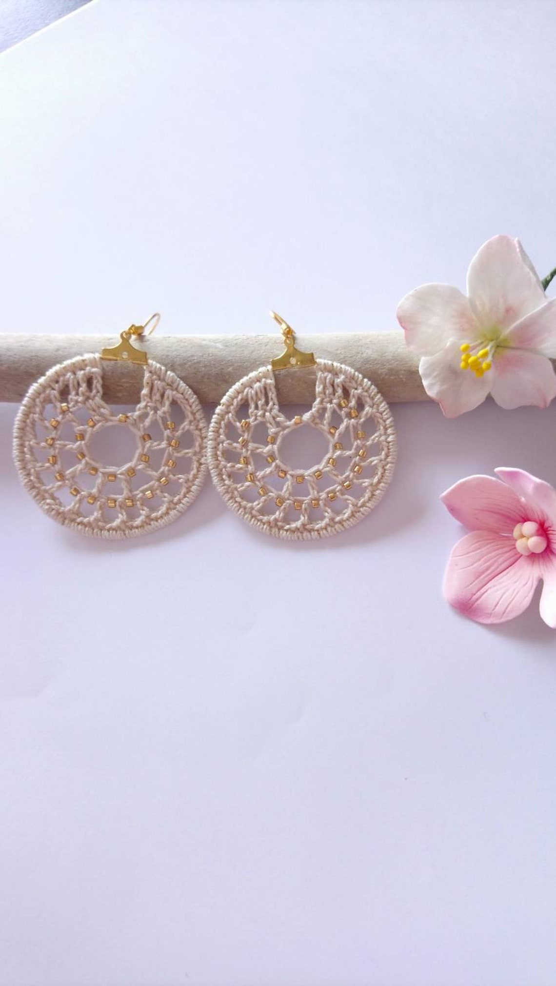 Crochet hoop earrings hoop earrings women earrings crochet Etsy