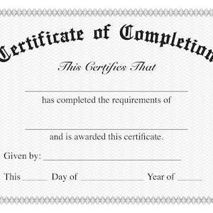 Simple Certificate of Completion