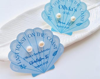 Personalized Pearl Bridesmaid Earrings: Coastal Wedding Favor