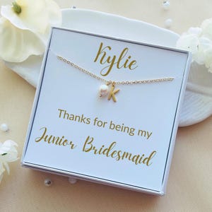 Junior Bridesmaid Proposal Necklace: Pearl Initial Charm Jewelry Gift