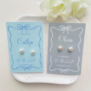 Pendientes de perla para boda, regalo de propuesta de nudo para dama de honor, no podría casarme sin ti, joyería, idea de regalo de dama de honor de salvia.