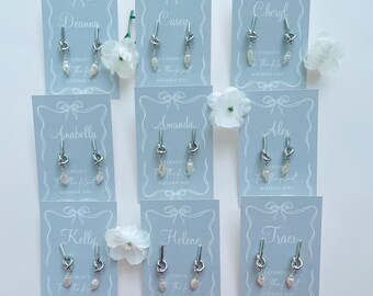 Tie the Knot Bridesmaid Earrings | Bridesmaid Gift | Knot pearl Earrings | Bridesmaid Accessories | Personalised | Wedding Proposal box