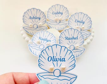 Seashell Pearl Bridesmaid Earrings: Personalized Beach Wedding Favor