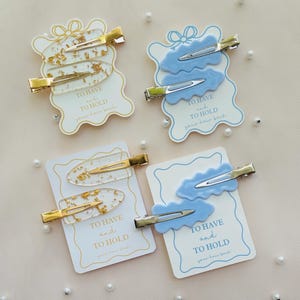 Pale Blue Hair Clip Favor, To Have and To Hold Your Hair Back, Bridesmaid Proposal, Wedding Box Filler, Flat Clip Set, Bachelorette Party
