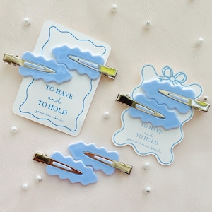 Cadeau de demoiselle d&#39;honneur à barrettes bleu pâle : accessoire de mariage côtier