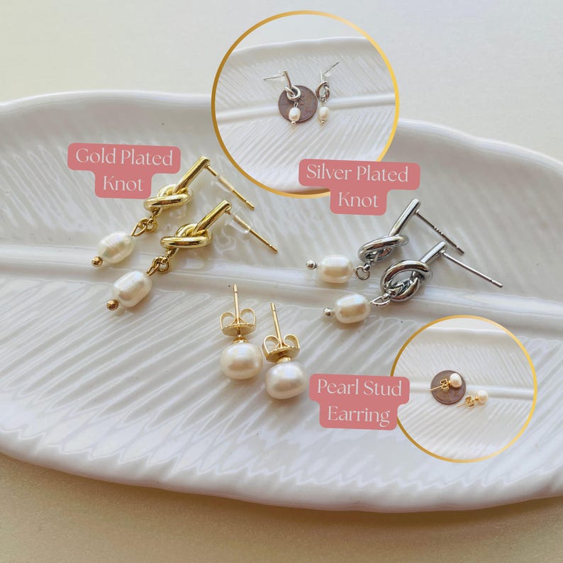 Tie the Knot Bridesmaid Earrings | Bridesmaid Gift | Knot pearl Earrings | Bridesmaid Accessories | Personalised | Wedding Proposal box