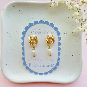 Carte de demande en mariage, boucles d'oreilles, cadeau de demoiselle d'honneur, carte de demande en mariage, carte de demande en mariage