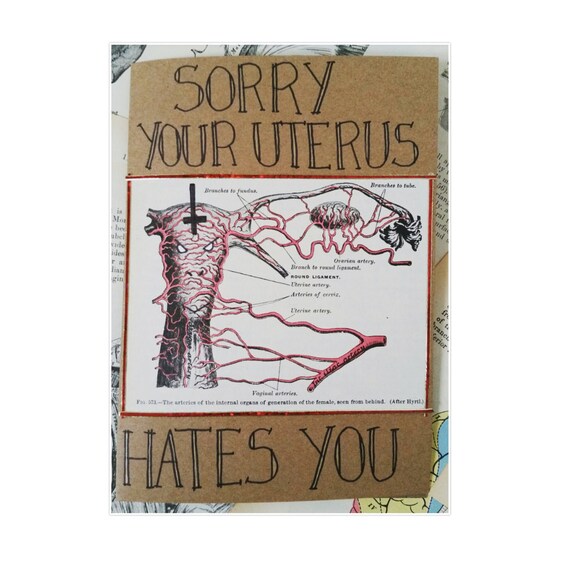 Items similar to Uterus Devil Womb Endometriosis greetings card Grays