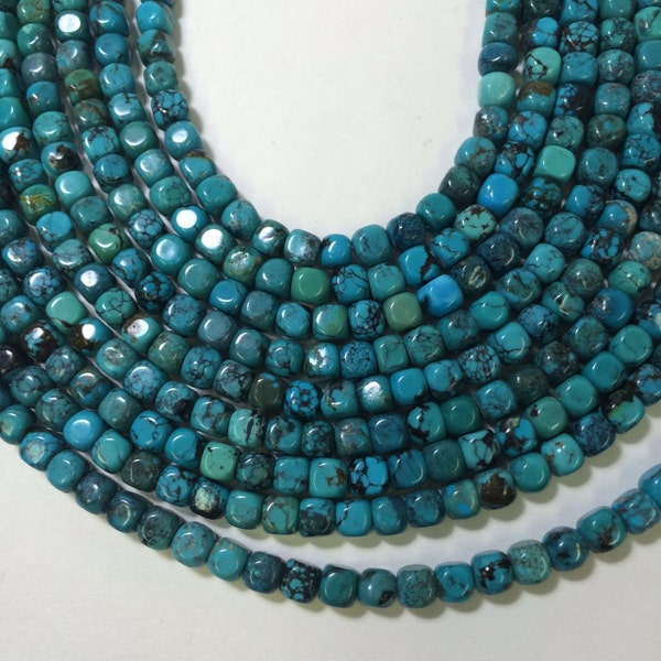 TP272: 5mm cubes, Natural  turquoise, Greenish blue, wonderful new shape, 16 inch strand.