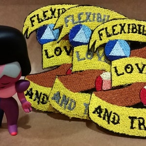Flexibility Love and Trust Patch - Garnet Ruby Sapphire Steven Universe Iron On Ribbon Tattoo Traditional
