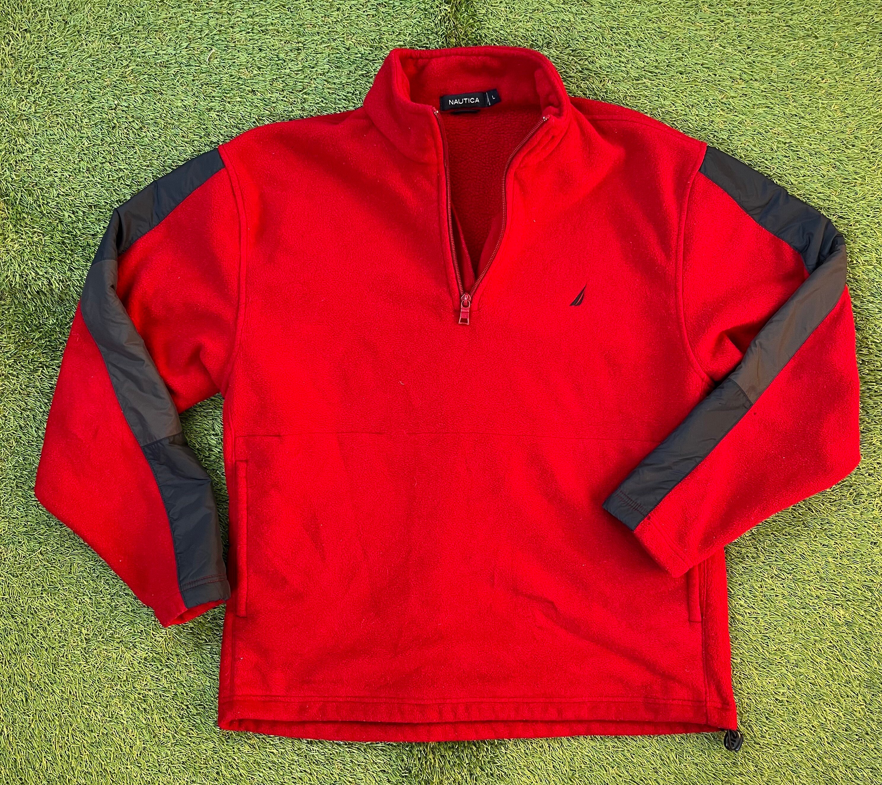 Vintage 1990s Nautica Sailing Gear Pullover Red Large Quarter Zip Stitched Logo Fleece Sweatshirt Retro Hip Hop Streetwear Nautica Outerwear Etsy Ireland