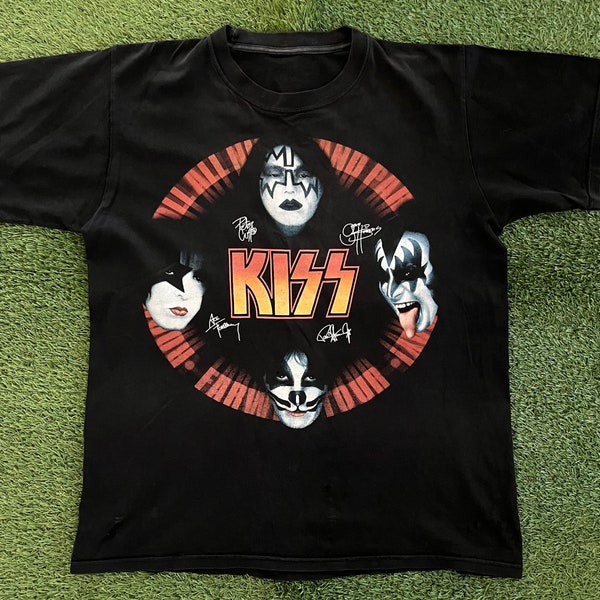 Vintage 1999 KISS Farewell Tour - Rock & Roll All Night And Party Everyday Oversized Large Unisex Glam Rock Band T-shirt Retro Kiss Tour Tee