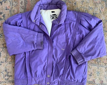 Chaqueta acolchada de esquí para nieve extragrande morada de Margot The Signature Collection, vintage de los años 90, para mujer, talla XL, estilo retro, ropa de calle de diseño, abrigo