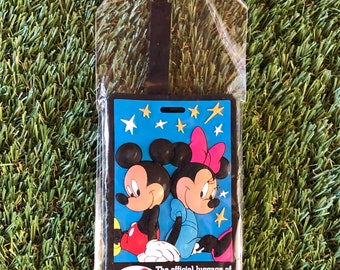 Vintage 1990’s Disney Mickey & Minnie Mouse American Tourister Rubber Luggage Tag Retro Disneyland Cartoon Cute Travel Cool Luggage Bag Tag