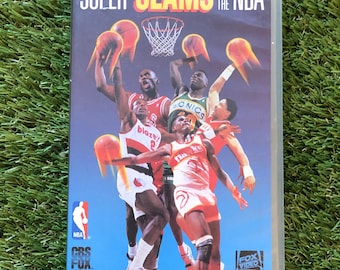 Vintage 1991 Super Slams Of The NBA Basketball VHS Video Cassette Retro Sportswear Cool Collectors Display NBA Jordan Erving Wilkins Webb