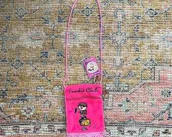 Vintage 2000 Funkie Club Stitched Girl Over The Shoulder Side Bag Retro Y2K Festival Rave Cute Zip Up Streetwear Bag Deadstock Brand New