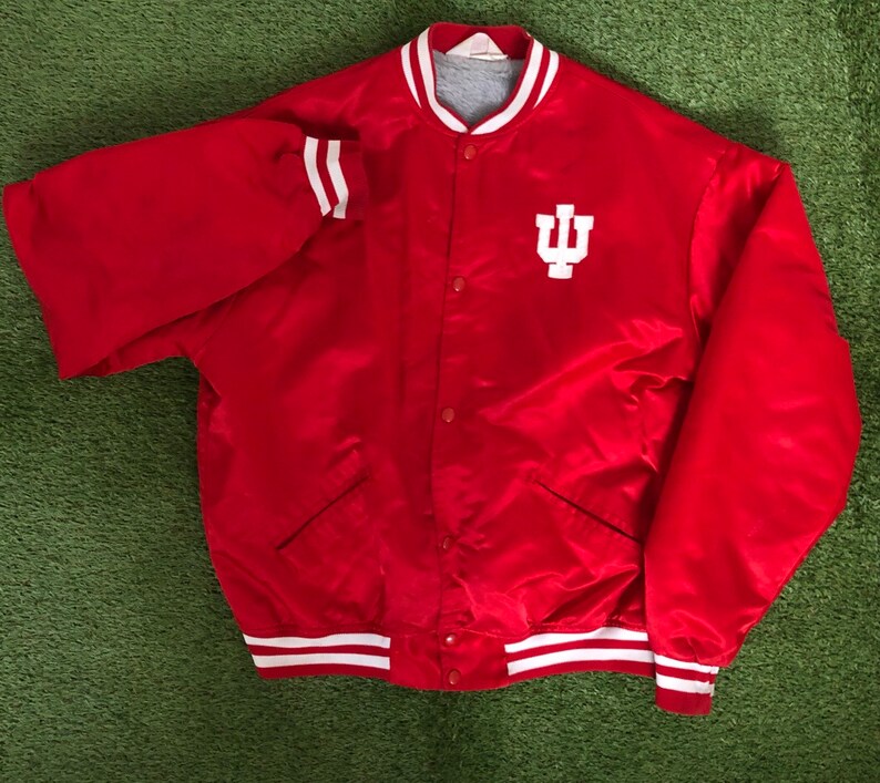 Vintage 1990/'s Indiana Hoosiers College Sportswear Medium Nylon Satin Bomber Jacket Retro Hip Hop Streetwear Made In Indiana Hoosiers Coat