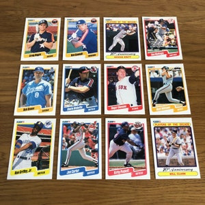 Lotto di carte da baseball Fleer MLB vintage del 1990, Roger Clemens, Dan Mattingly, Ken Griffey Jr., 12 carte rare, carte collezionabili da collezione di abbigliamento sportivo retrò.